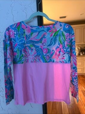 Lilly Pulitzer girls Pink Floral-Print Long Sleeve Top